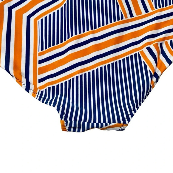 Cabana Life Orange Drive One-Piece Swimsuit Blue Orange Striped – NWT Size M - Picture 13 of 15